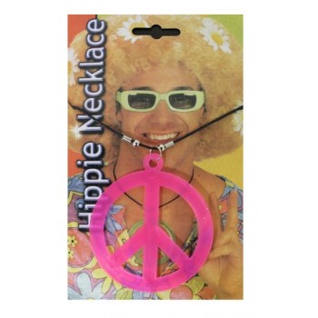 Hippie Peace Sign Necklace Pink BUY